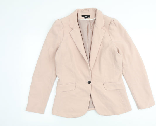 H&M Womens Pink Jacket Blazer Size 14 Button