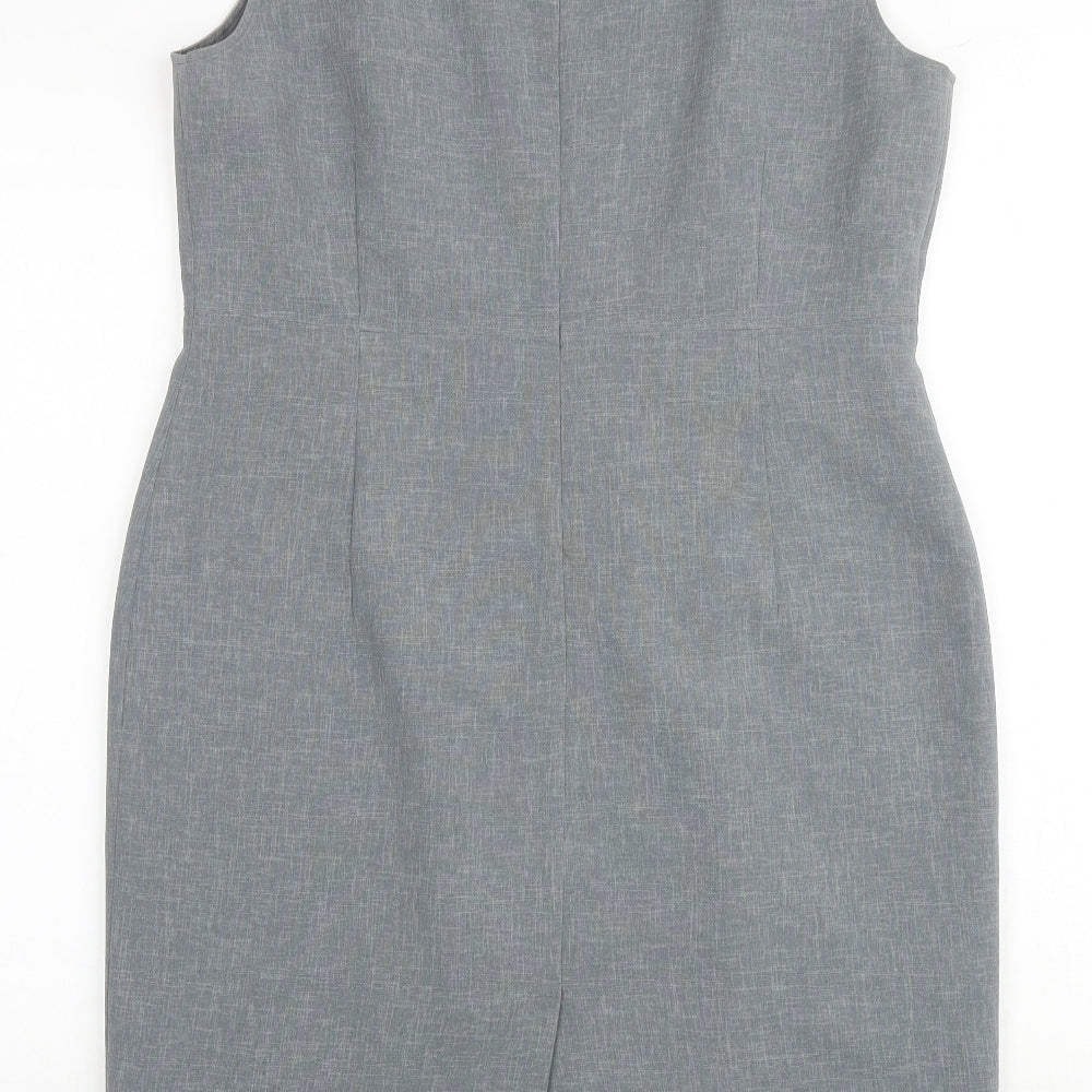 Precis Womens Grey Polyester Shift Size 14 Round Neck Zip