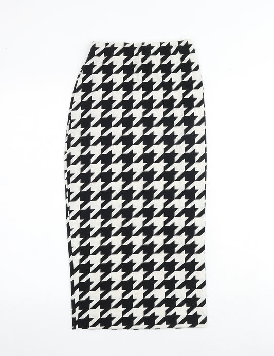 River Island Womens Multicoloured Geometric Polyester Bandage Skirt Size 6 - Houndstooth pattern