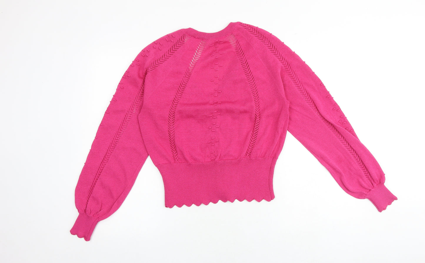 Object Womens Pink V-Neck Polyester Cardigan Jumper Size M