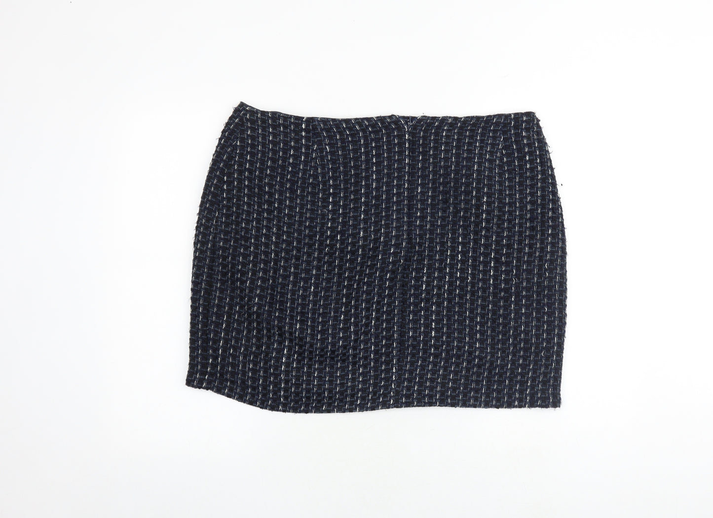 Minuet Womens Blue Geometric Cotton A-Line Skirt Size 20 Zip