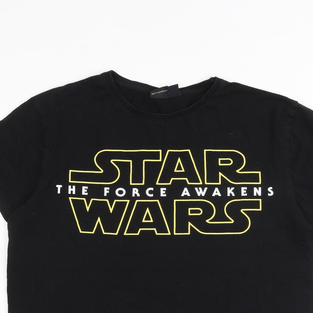 Star Wars Mens Black Cotton T-Shirt Size S Round Neck