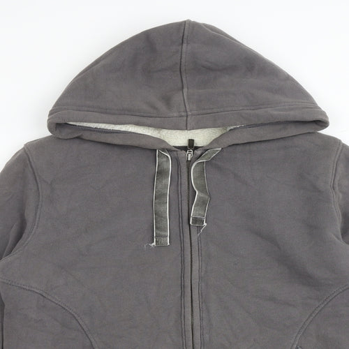 Marks and Spencer Womens Grey Cotton Full Zip Hoodie Size 12 Zip