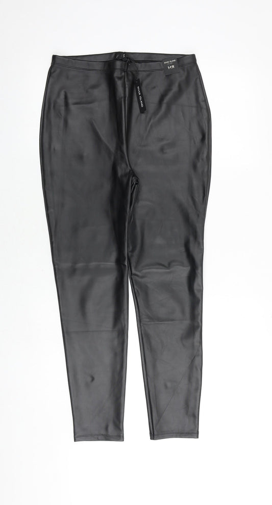 River Island Womens Black Polyester Trousers Size 14 Regular