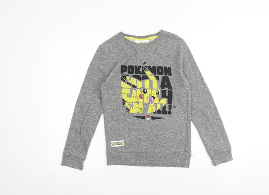 NEXT Boys Grey Cotton Pullover Sweatshirt Size 10 Years Pullover - Pokémon Pikachu