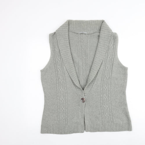 Marks and Spencer Womens Grey V-Neck Polyamide Cardigan Jumper Size 20