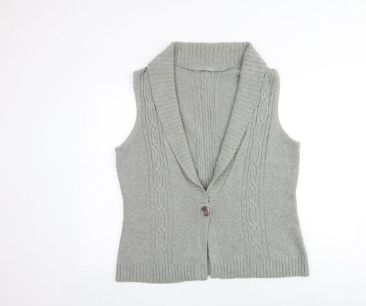 Marks and Spencer Womens Grey V-Neck Polyamide Cardigan Jumper Size 20