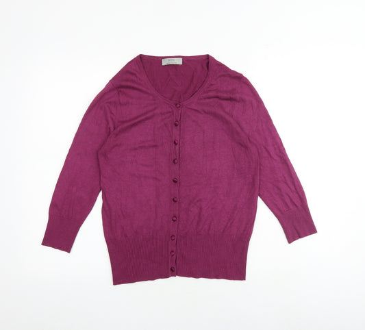 Marks and Spencer Womens Purple Round Neck Viscose Cardigan Jumper Size 10