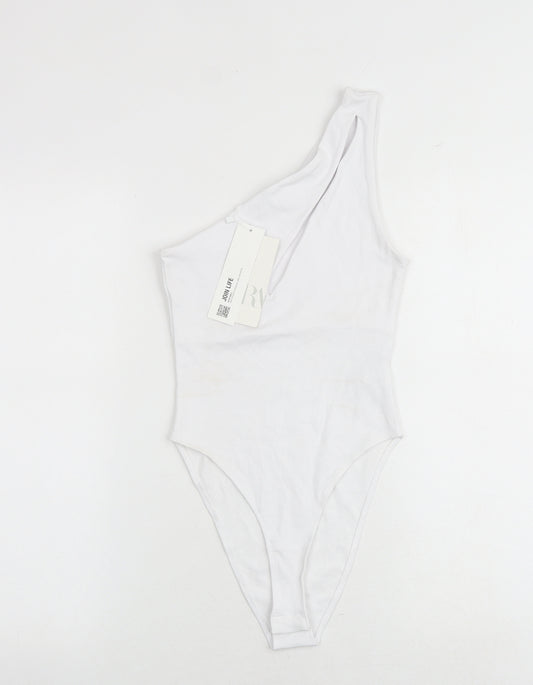 Zara Womens White Cotton Bodysuit One-Piece Size XS Snap - Slit Detail