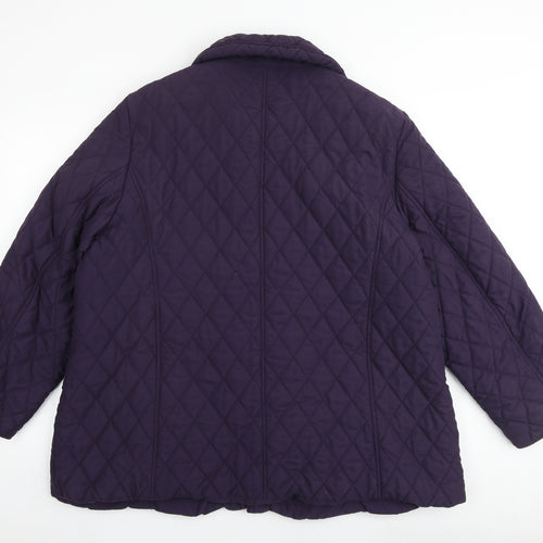 Marks and Spencer Womens Purple Quilted Jacket Size 22 Snap
