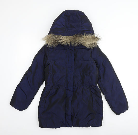 Gap Girls Blue Basic Coat Coat Size L Zip - Age 10 Years
