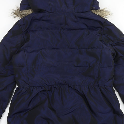 Gap Girls Blue Basic Coat Coat Size L Zip - Age 10 Years