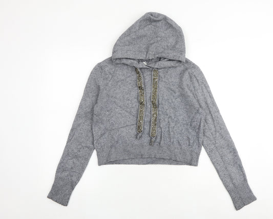 Zara Womens Grey Viscose Pullover Hoodie Size S Pullover