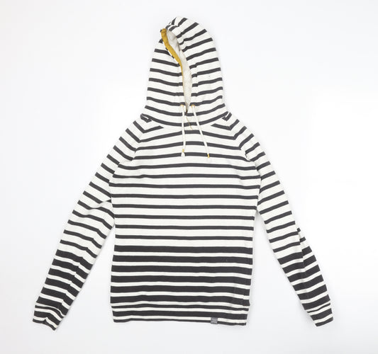 Joules Womens White Striped Cotton Pullover Hoodie Size 8 Pullover
