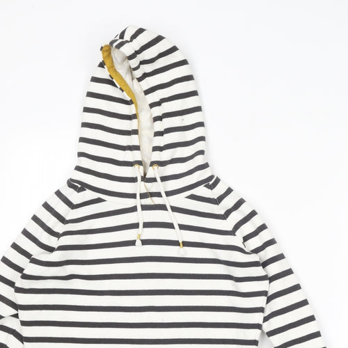 Joules Womens White Striped Cotton Pullover Hoodie Size 8 Pullover