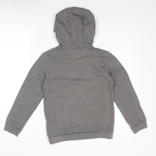 adidas Boys Grey Cotton Pullover Hoodie Size 9-10 Years Pullover