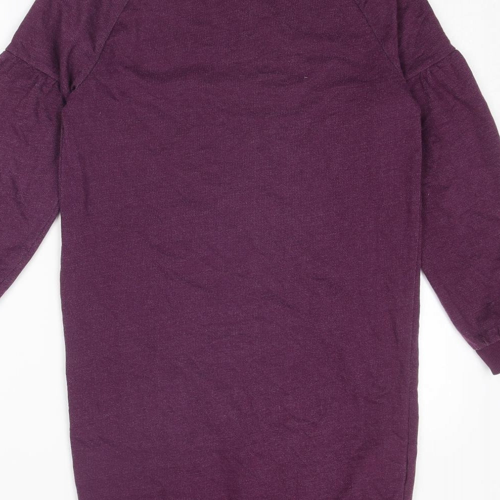 M&Co Girls Purple Cotton Tunic Sweatshirt Size 11-12 Years Pullover