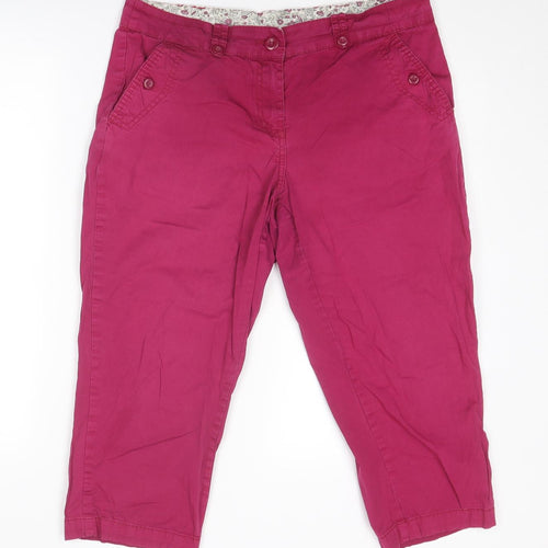 Casual Collection Womens Pink Cotton Capri Trousers Size 12 Regular Zip