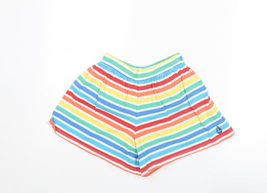 Frugi Girls Multicoloured Striped Cotton Sweat Shorts Size 6-7 Years Regular
