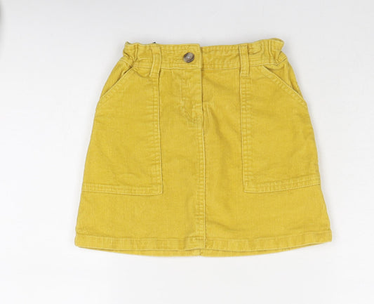 John Lewis Girls Yellow Cotton Straight & Pencil Skirt Size 8 Years Regular Zip
