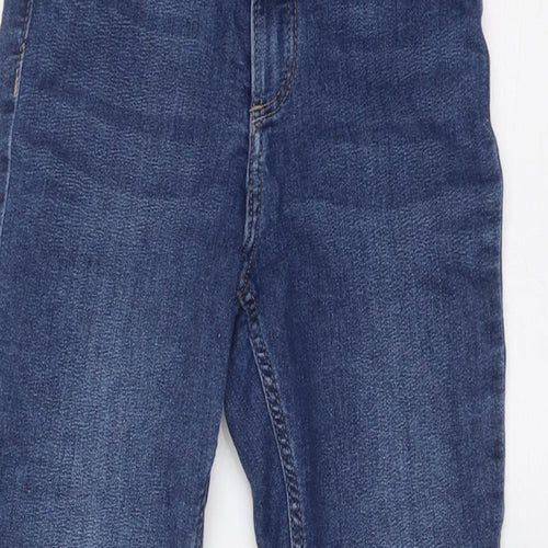H&M Girls Blue Cotton Skinny Jeans Size 7-8 Years Regular Zip
