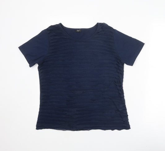 Damart Womens Blue Polyester Basic T-Shirt Size 14 Round Neck