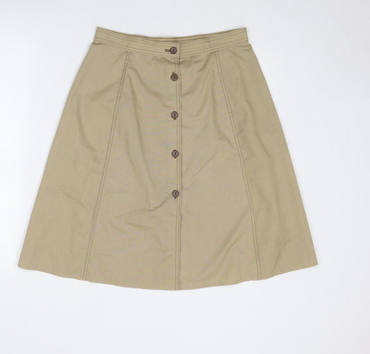 C&A Womens Brown Polyester A-Line Skirt Size 16 Button