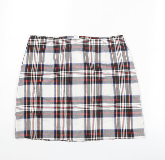 New Look Womens Multicoloured Plaid Polyester A-Line Skirt Size 10 Zip