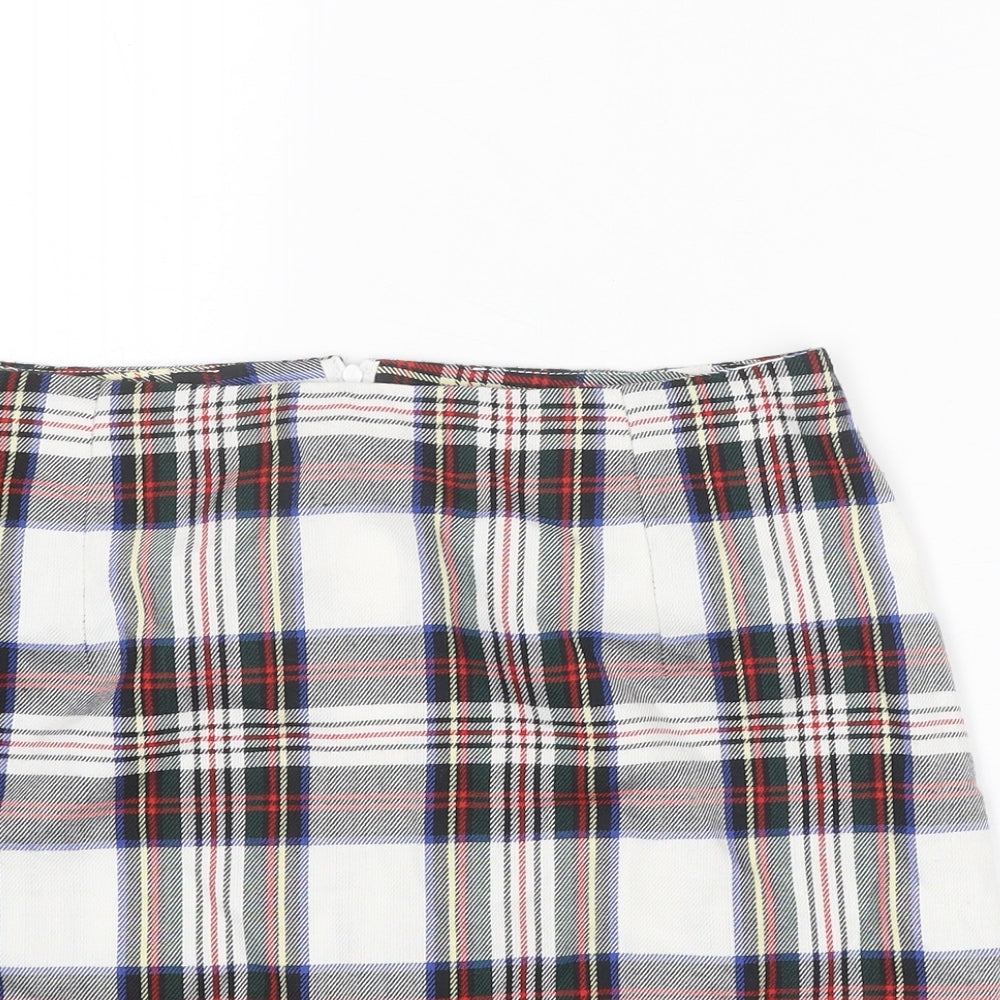 New Look Womens Multicoloured Plaid Polyester A-Line Skirt Size 10 Zip