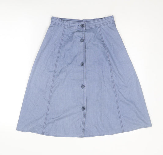 C&A Womens Blue Polyester A-Line Skirt Size 12 Button
