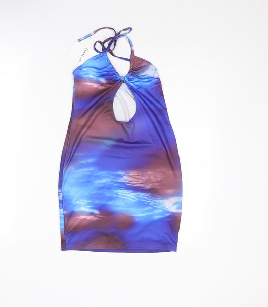 Femme Luxe Womens Multicoloured Geometric Polyester Mini Size 8 Halter Tie