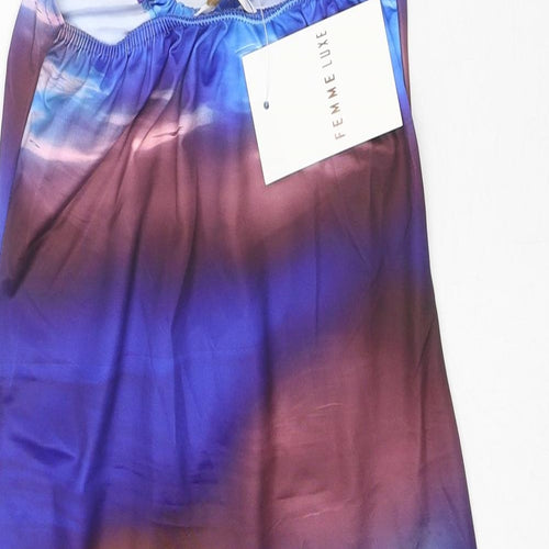 Femme Luxe Womens Multicoloured Geometric Polyester Mini Size 8 Halter Tie