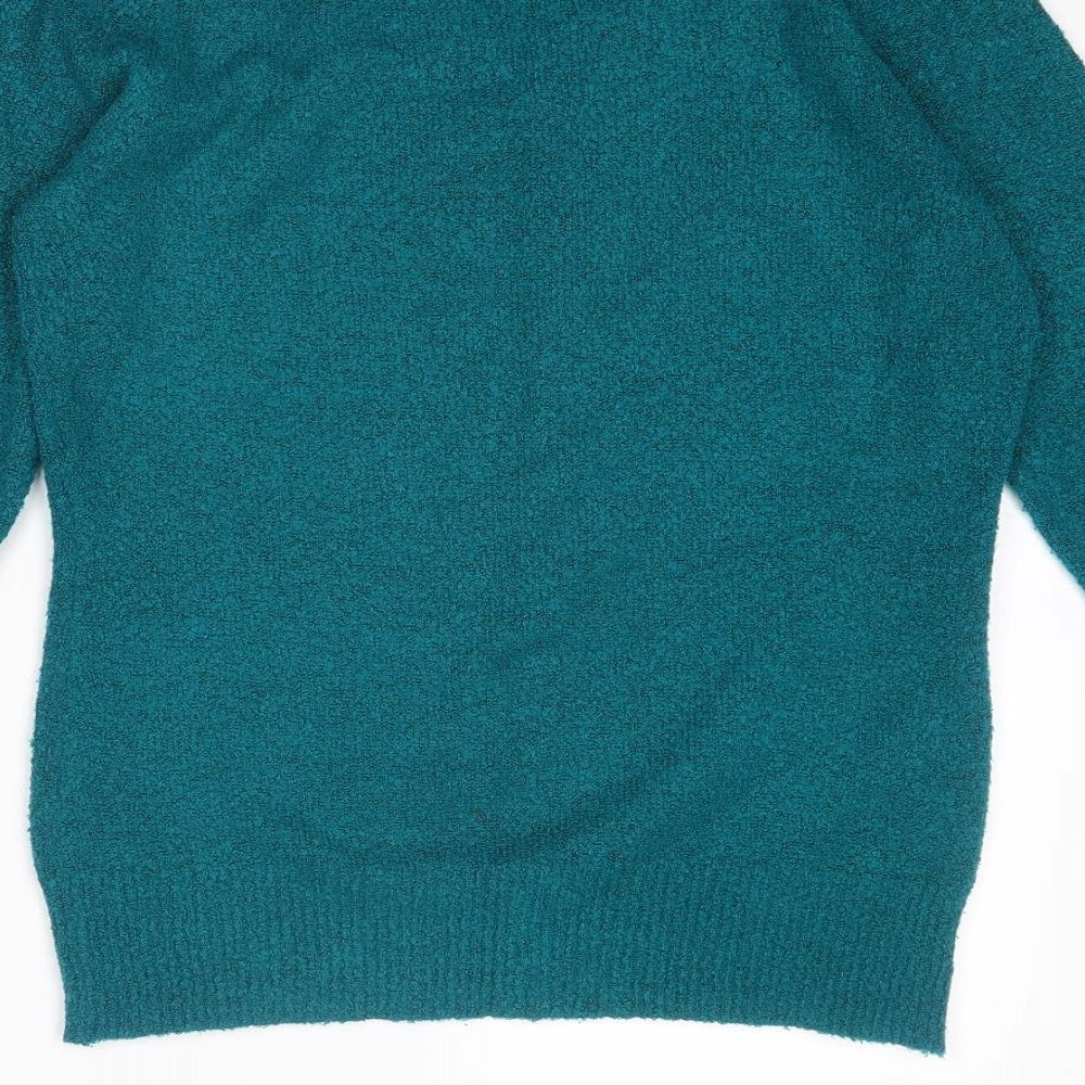 M&Co Womens Blue V-Neck Acrylic Pullover Jumper Size L