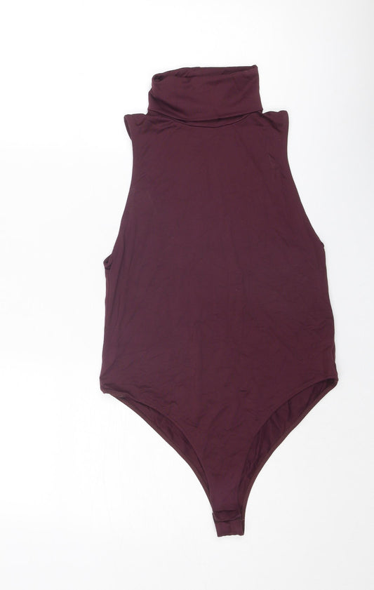 Zara Womens Purple Polyamide Bodysuit One-Piece Size L Snap