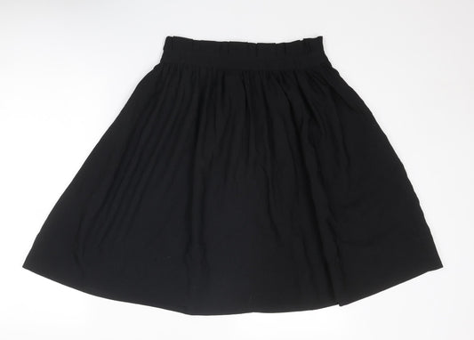 H&M Womens Black Polyester Pleated Skirt Size 10 Zip