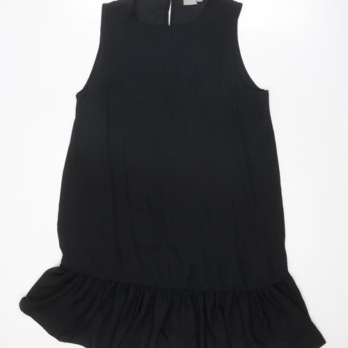 ASOS Womens Black Polyester Tank Dress Size 10 Round Neck Button