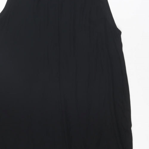 ASOS Womens Black Polyester Tank Dress Size 10 Round Neck Button