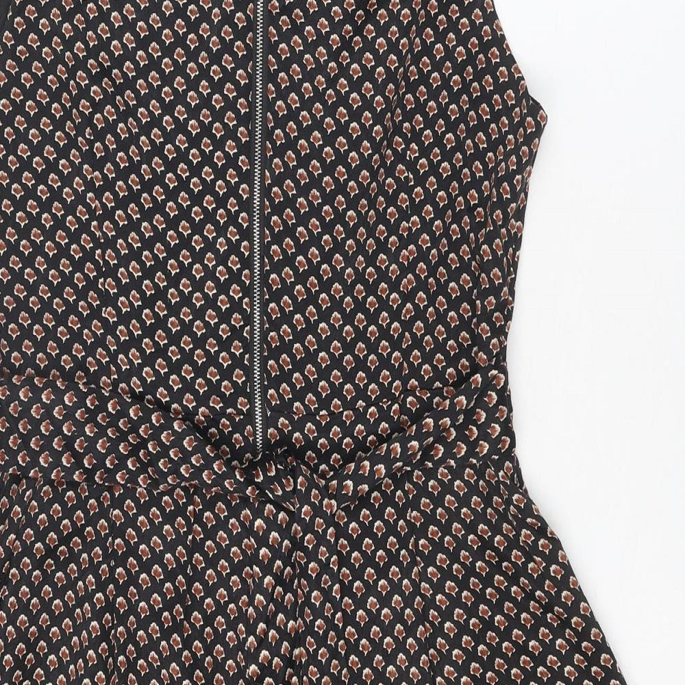 Mela Loves London Womens Multicoloured Geometric Polyester Skater Dress Size 12 V-Neck Zip