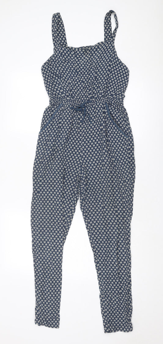 Staring at Stars Womens Blue Geometric Viscose Jumpsuit One-Piece Size S Pullover