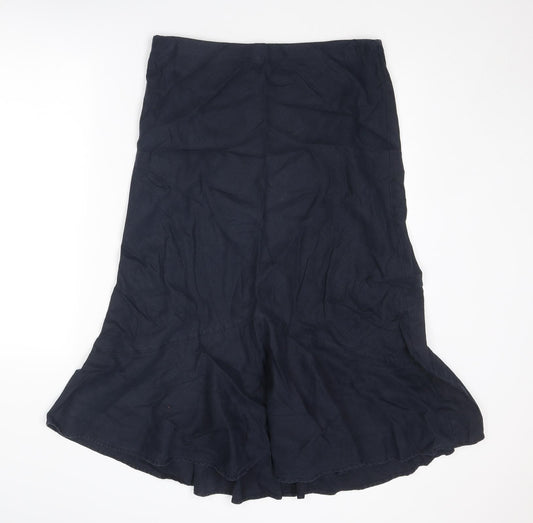 Laura Ashley Womens Blue Linen Swing Skirt Size 14