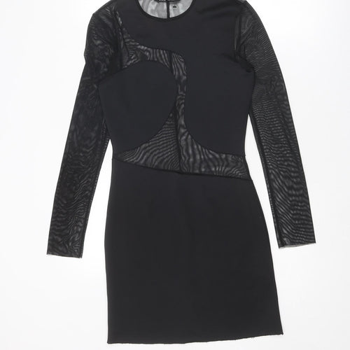Zara Womens Black Polyester Bodycon Size S Round Neck Pullover
