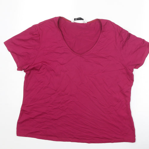 BHS Womens Pink Polyester Basic T-Shirt Size 20 V-Neck