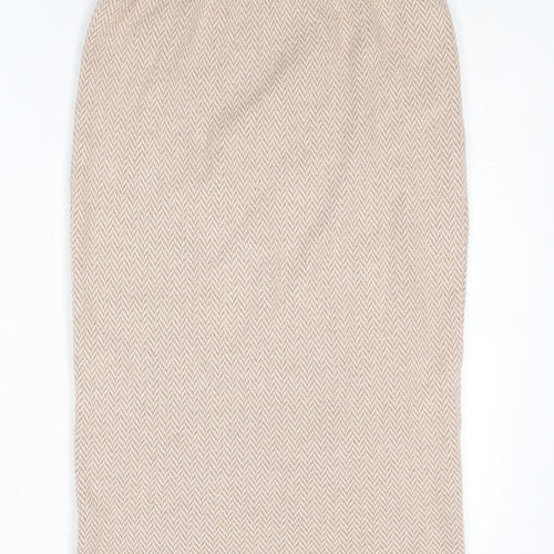 PURE Collection Womens Beige Herringbone Wool Straight & Pencil Skirt Size S