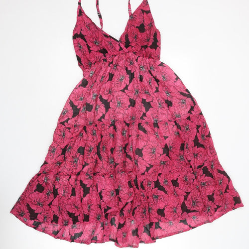 Pebble Bay Womens Pink Floral Polyester Slip Dress Size M V-Neck Pullover