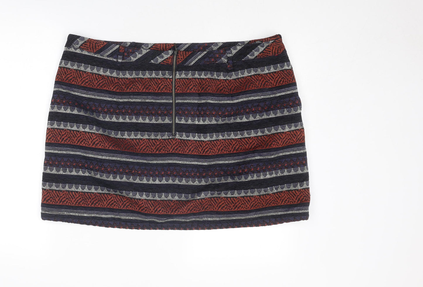 Indigo Womens Multicoloured Geometric Polyester A-Line Skirt Size 20 Zip