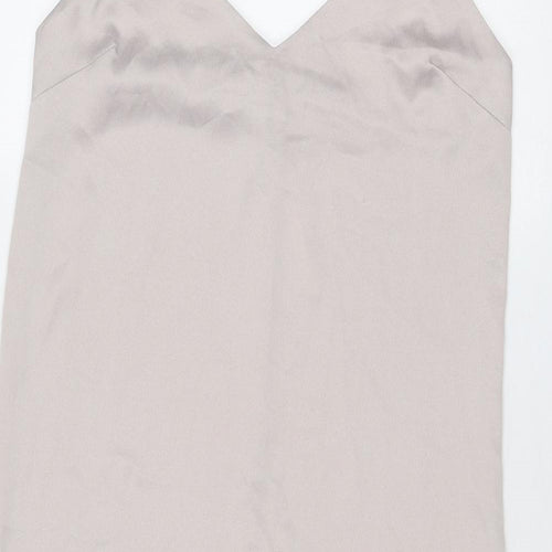 ASOS Womens Grey Polyester Slip Dress Size 10 V-Neck Pullover