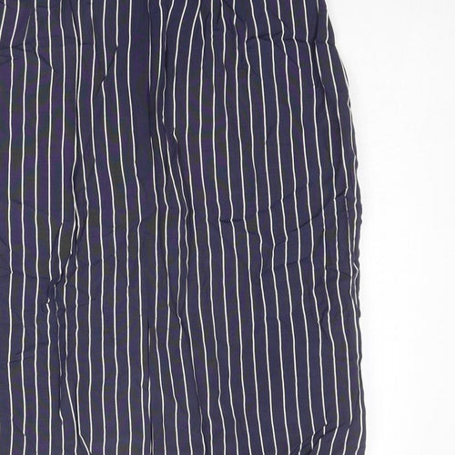St Michael Womens Blue Striped Viscose Straight & Pencil Skirt Size 14 Zip