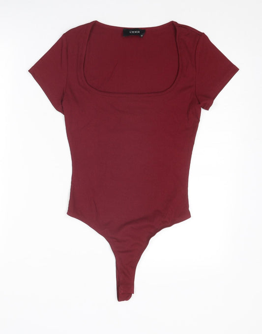 Cider Womens Red Polyester Bodysuit One-Piece Size M Snap