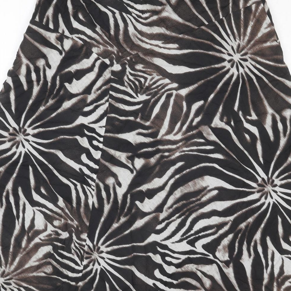 Marks and Spencer Womens Brown Geometric Cotton Swing Skirt Size 16