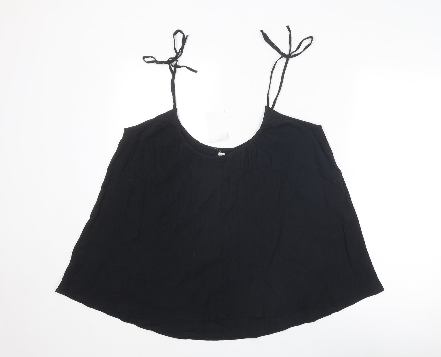 H&M Womens Black Cotton Camisole Tank Size S Scoop Neck - Tie Strap Detail